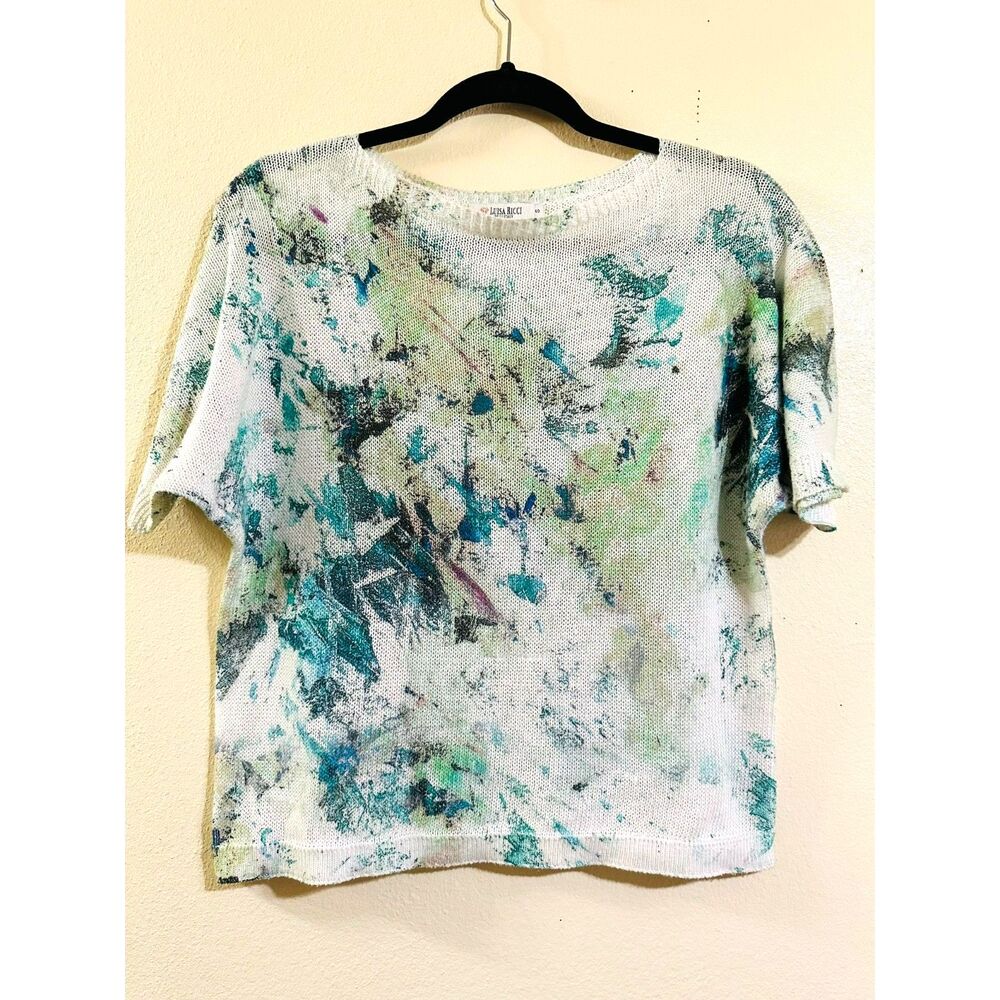 Luisa Ricci Women's Knit Watercolor Sweater Size S Dolman Sleeves Made In Italy